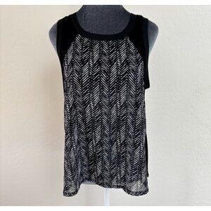 Black & White Sleeveless Chevron Print Tank Top‎ Womens Size L